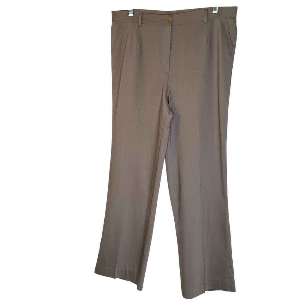 Zanella Made in Italy Brown Tan Silk Blend Straight Leg Dress Pants Women 10 EUC